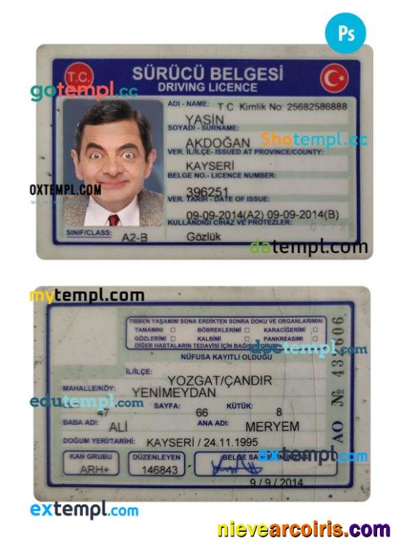 Turkey driving license 2014-present